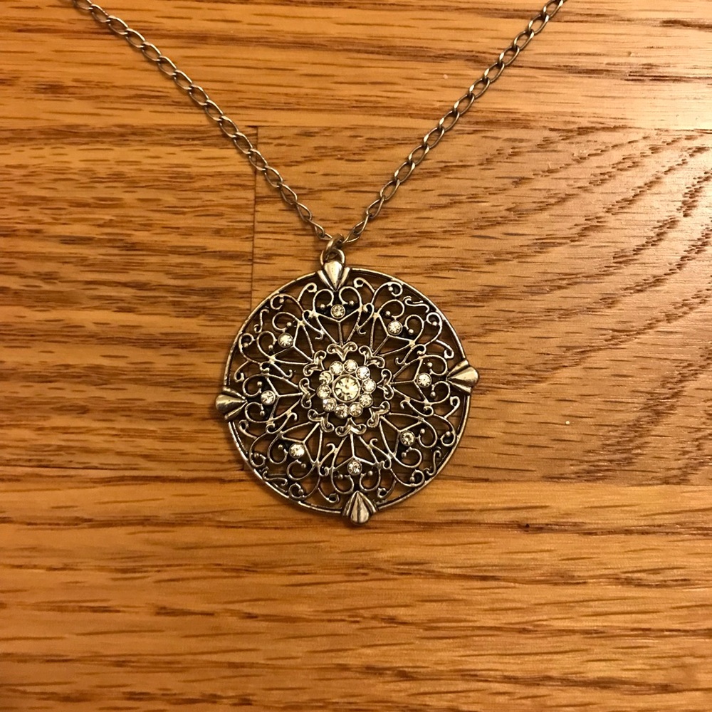 Silver medallion necklace